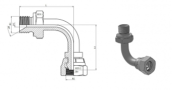 Угольник 90° BSP 3/8" (Ш-Г) дуга