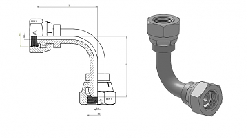 Угольник 90° BSP 3/8" (Г/Г) дуга