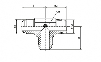 Тройник ввертной L-образный JIC 1/2"-JIC 1/2"-BSPT 1/4"