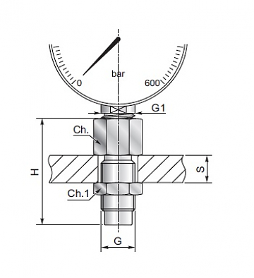 Адаптер под манометр переборочный BSP 1/4"-M16x2,0  ZnNi(К)