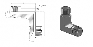 Угольник 90° с наружней резьбой BSP 3/8"