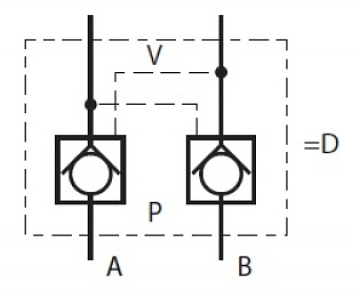 Гидрозамок модульный CETOP 5 в канал "A" и "B" VP-NОV-10-D