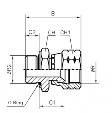 TN426-JIC 1.7/8-R 1.1/2" ZnNi (K)