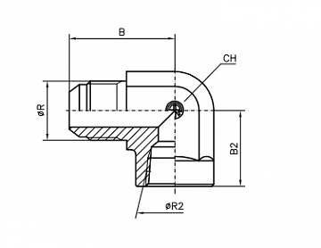 Угольник 90° JIC1.5/8" - NPT1.1/4" (Ш-ВНР)