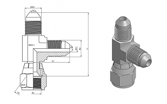 Тройник JIC 1.5/16"-12 (Ш-Ш-Г)