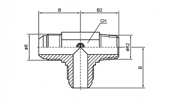 Тройник ввертной L-образный JIC 7/16"-JIC 7/16"-BSPT 1/8"