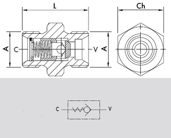 Клапан обратный VU MM 1.1/2" 1Bar