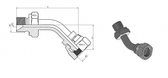 Угольник 45° BSP 3/8" (Ш-Г) дуга